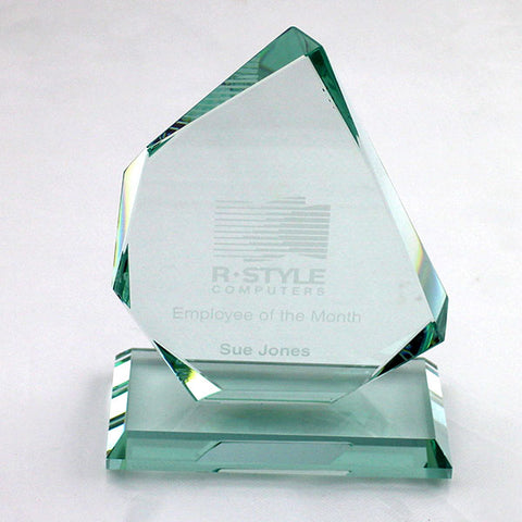 15 x 12.5cm Jade Glass Facetted Ice Peak Award